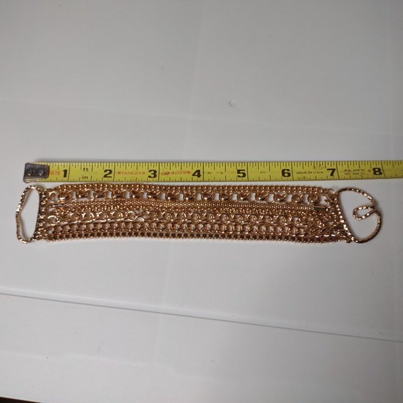 Pretty Layered Gold Tone Metal Chain Bracelet - Picture 11 of 11